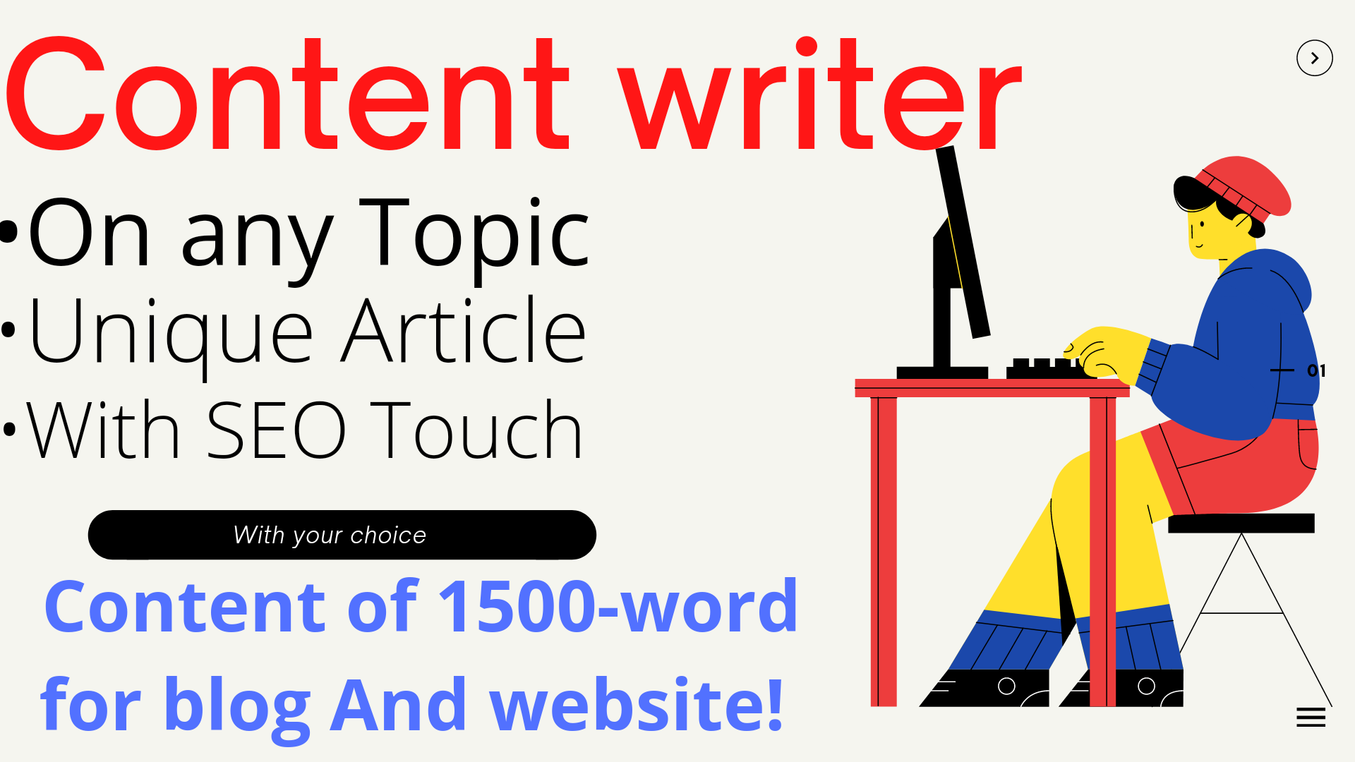 A 1500 words search engine optimization article writer, blog writer, & content writer for $2 