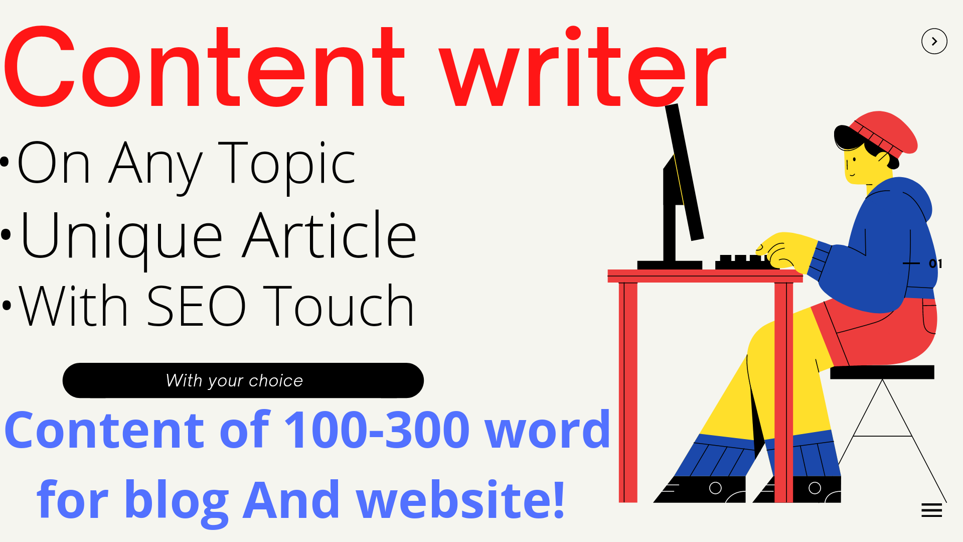 I will write new content, SEO website, blog and article writer. 300 words