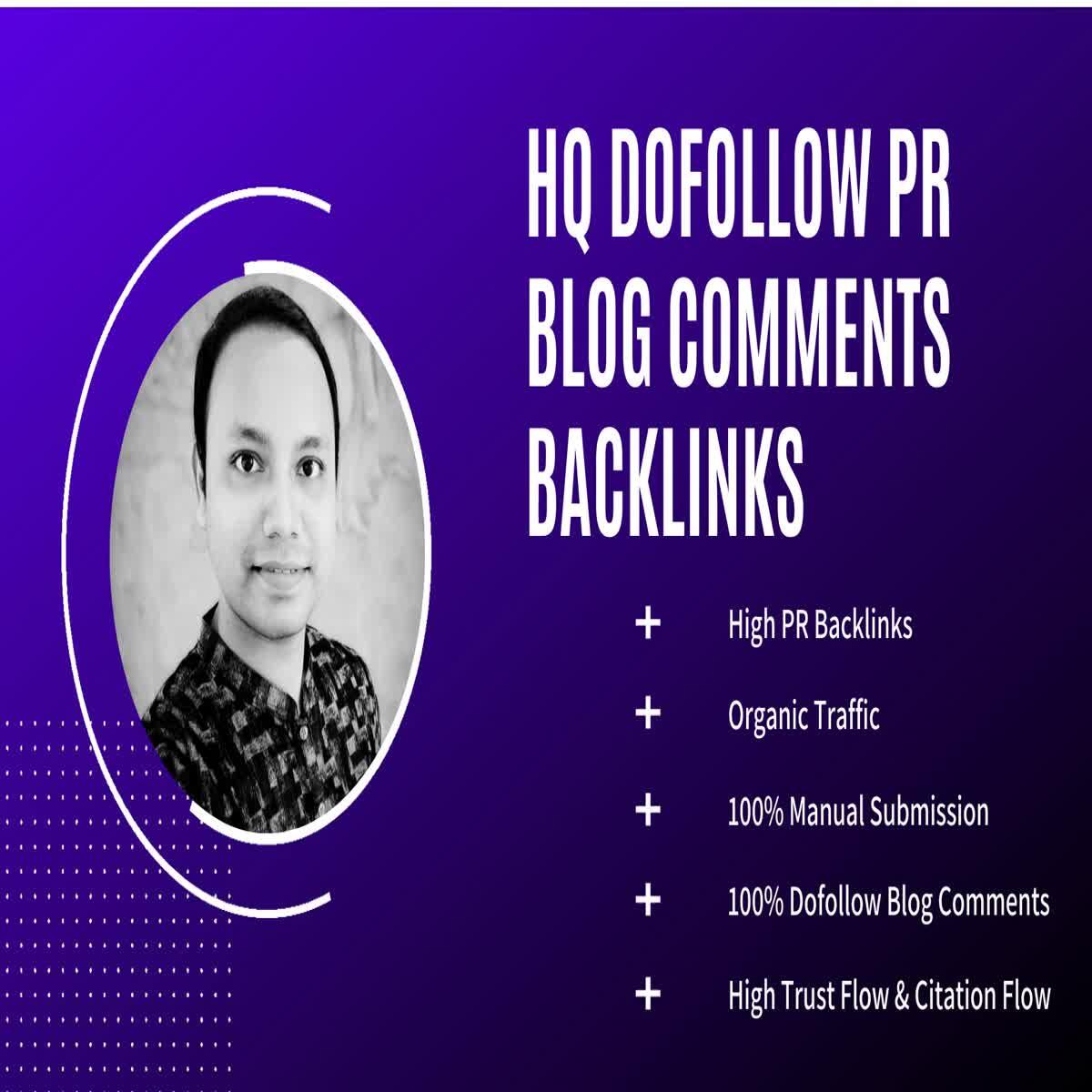 50 HQ Dofollow PR Blog Comments Backlinks with High DA