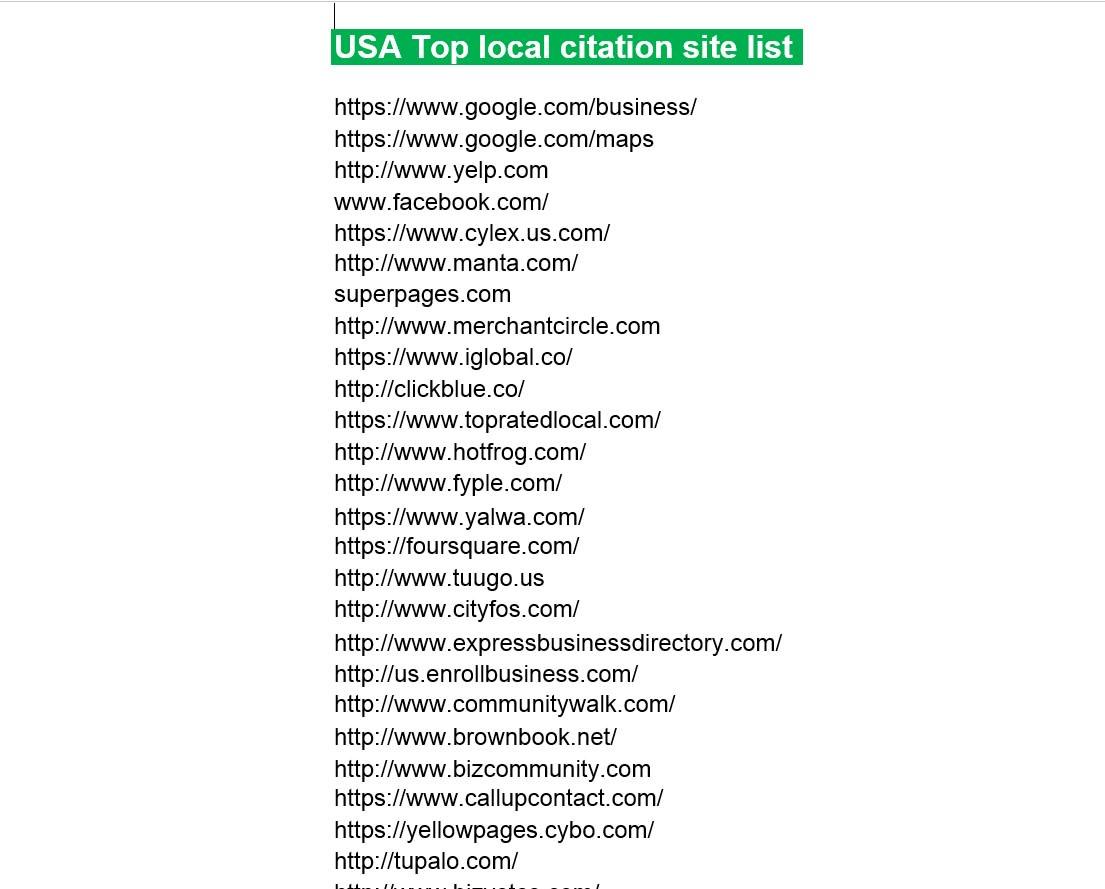 I will create top 100 USA Local citations for your business listing