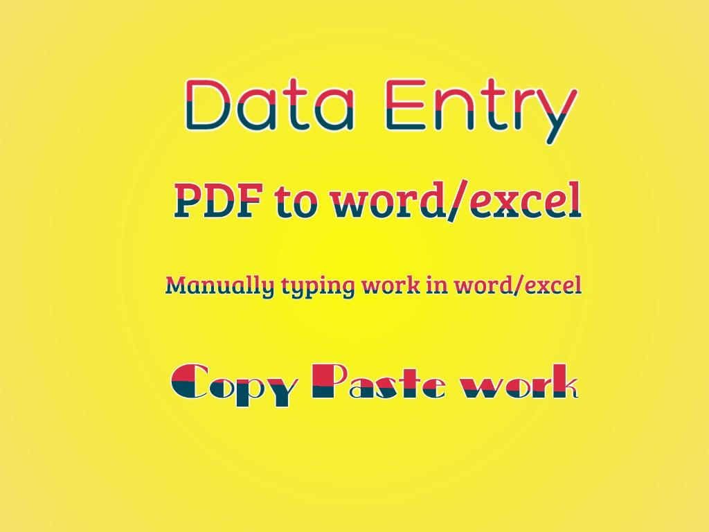I will do fastest data entry internet research PDF to word/excel Image to word/excel in on day 
