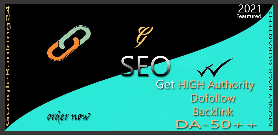 I will high quality dofollow SEO backlinks DA 50 plus authority white hat link building.