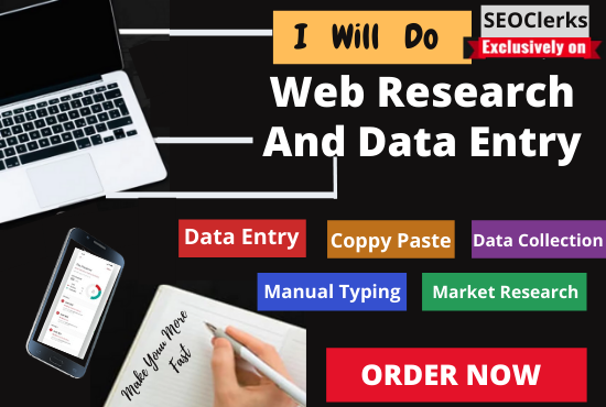I will do data entry, copy paste, web research, data mining and excel data entry and virtual work