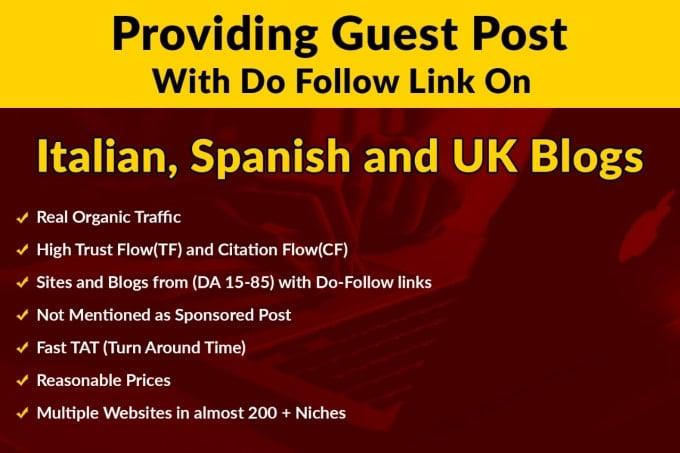 Providing link building service on UK, Italian and Spanish blogs
