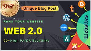 Create 25+ Best High DA Dofollow Web2.0 Blog Backlinks with unique content and image