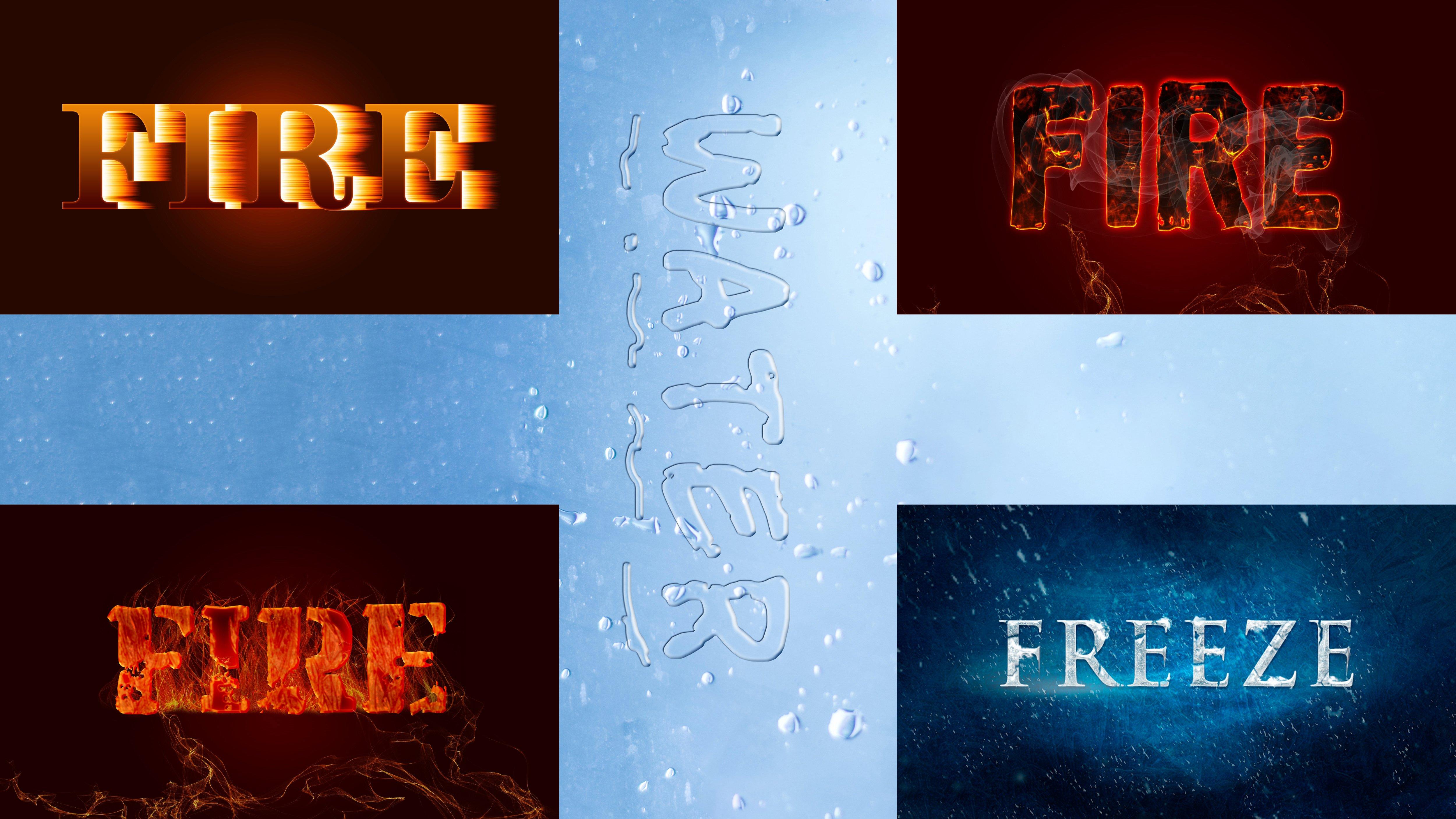 I will create text effects like fire flame text effect, water text effect