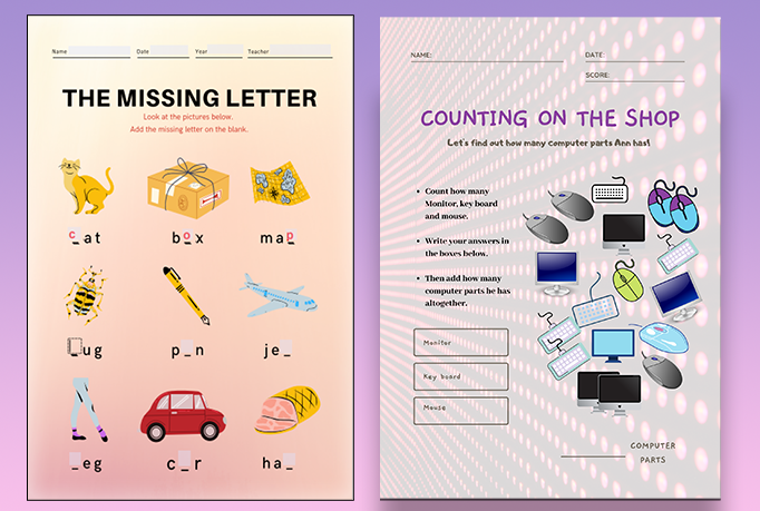 I will create interesting and creative worksheets for you