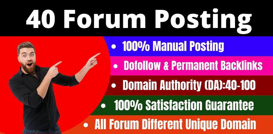 Manually Create 40 forum posting high quality da & PA off page seo permanent linkbuilding 