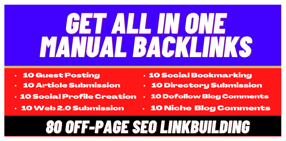 80 All In One Package Manual Off Page SEO Link Building From 8 Different Platform