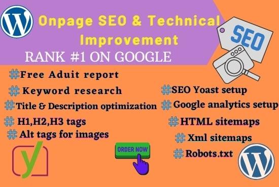 I will do on-page SEO and technical optimization of the WordPress site