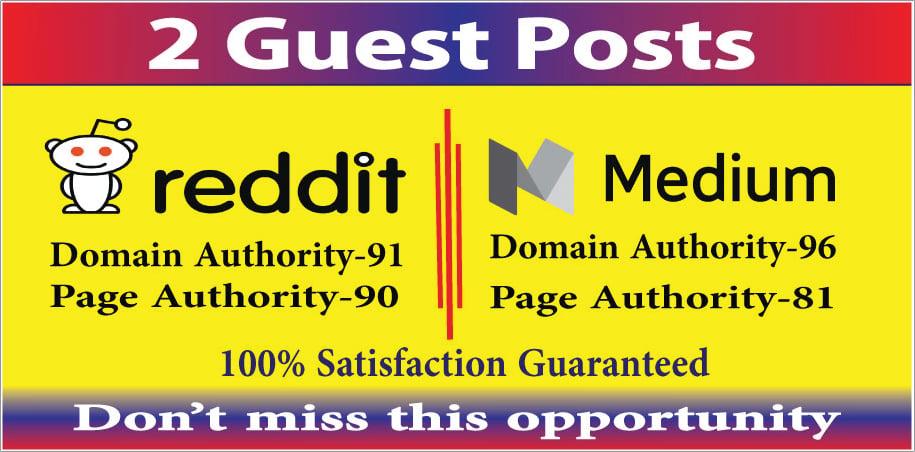 Publish 2 guest post high DA-90 PA-90 medium reddit site