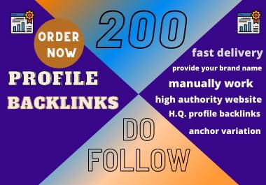 Manual create high DA, PA, do-follow 200 profile backlink