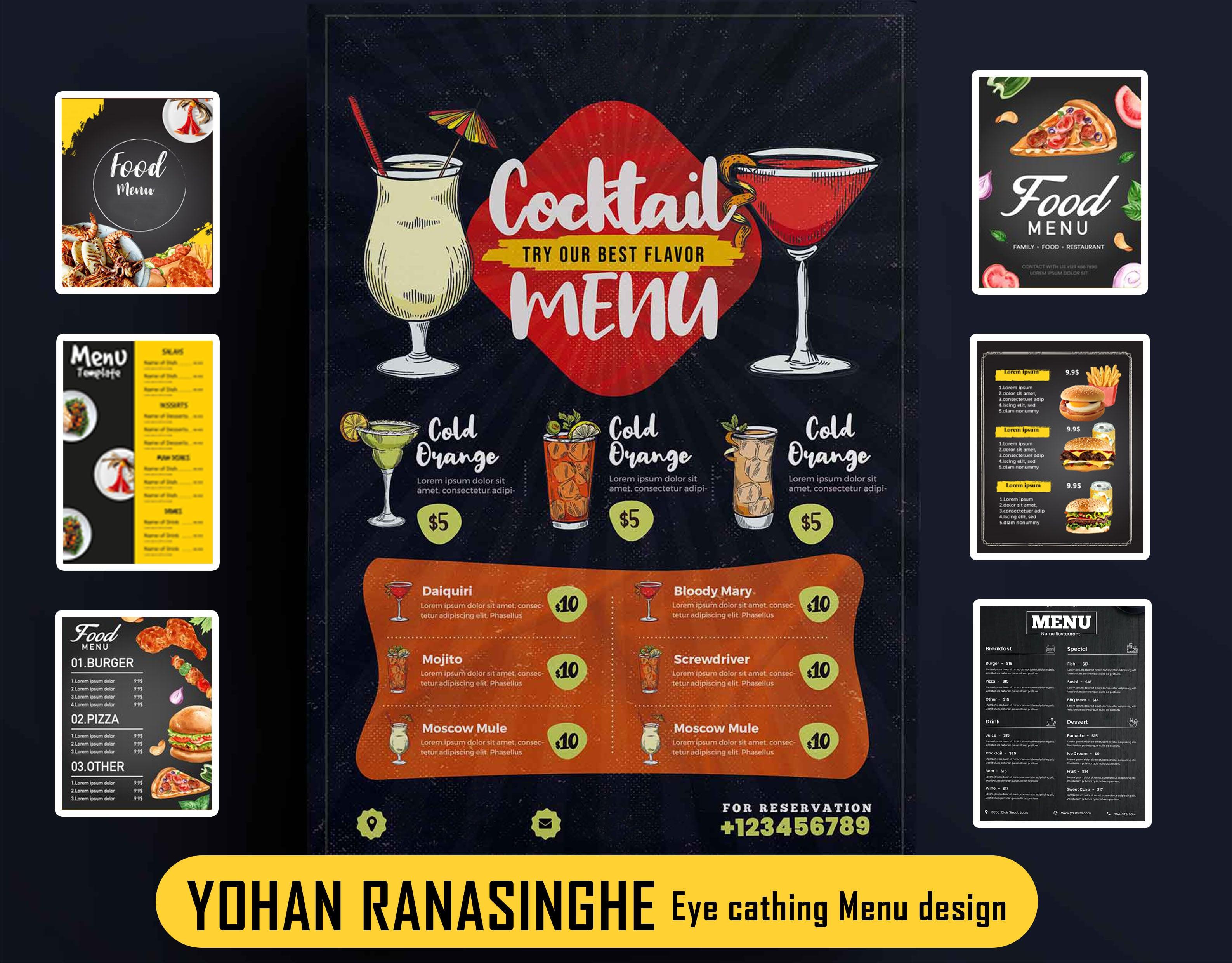 I will make food menu, restaurant menu and menu board design in 8 hours