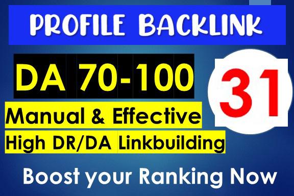 Manually Create 31+ High Quality SEO Profile Creation Backlinks Mix Permanent Link building