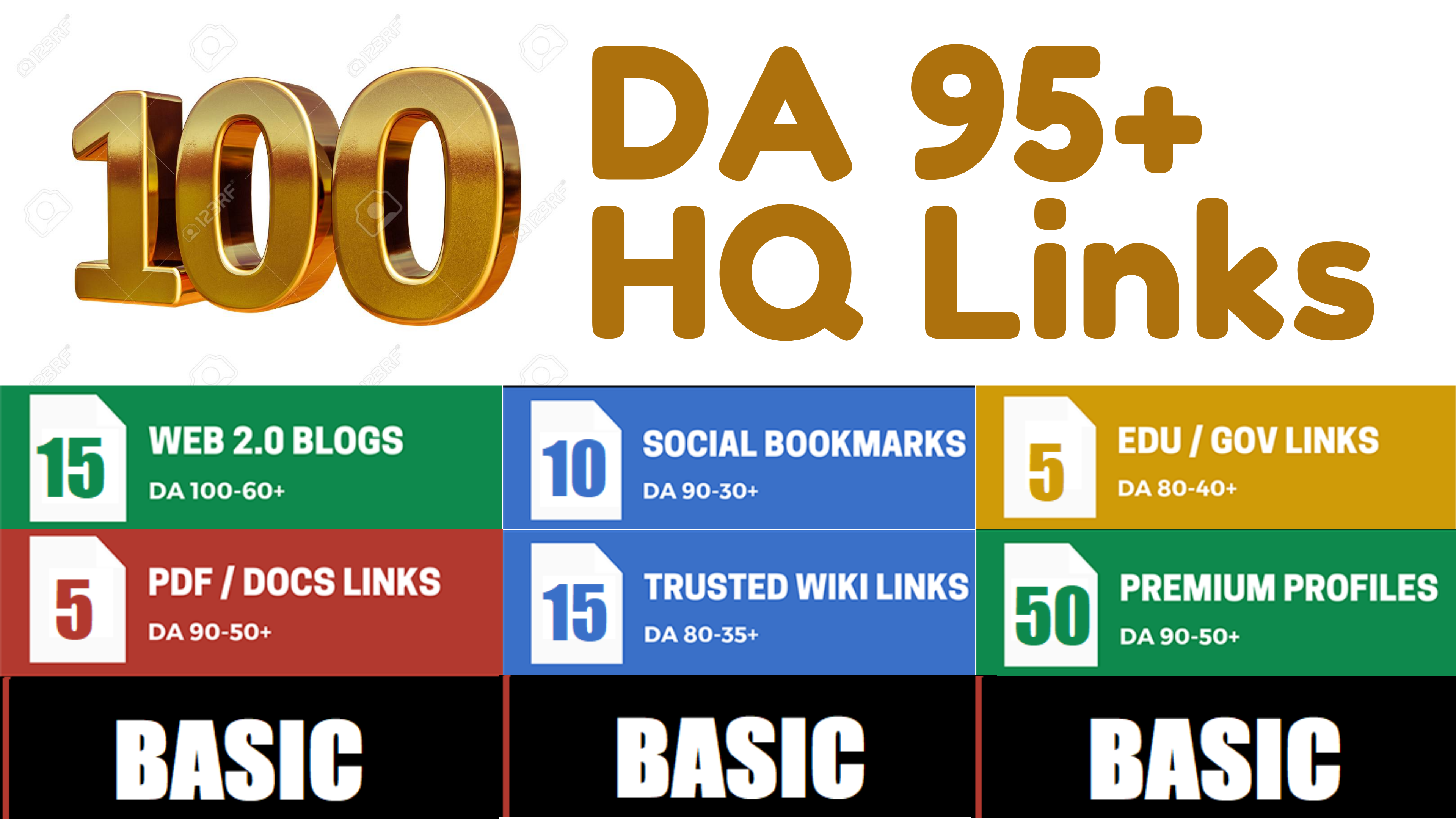 I will 100+ High DA 90+ HQ Links to RANK your website by boosting your web authority 
