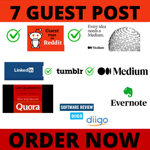 I will write and publish 7 guest post on high da 80 to 97