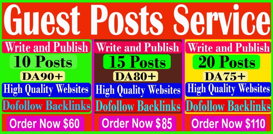 I will write and publish 10 guest post on high quality sites DA90+
