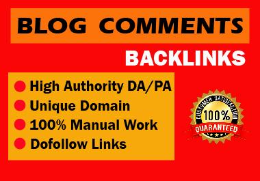 Manual 30 blog comments High authority permanent backlink unique content natural link building