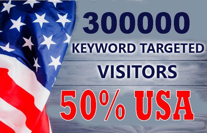 300,000 real keyword targeted USA web traffic for your website 