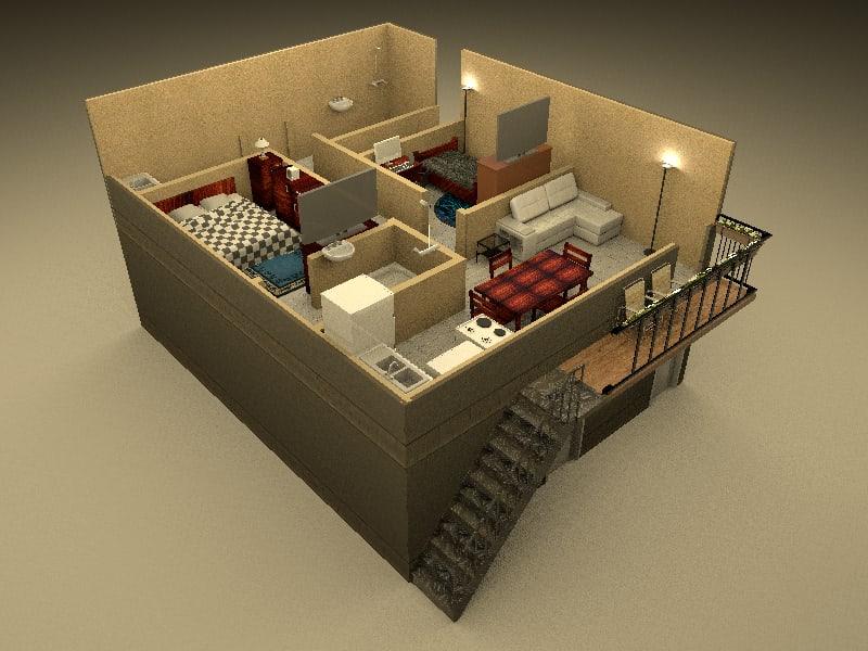 I will render 3d interior, exterior, house, restaurant, coffee shop