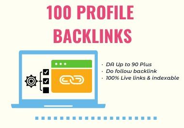 I will do 100 high DA, PA, Do follow Profile Backlinks manually