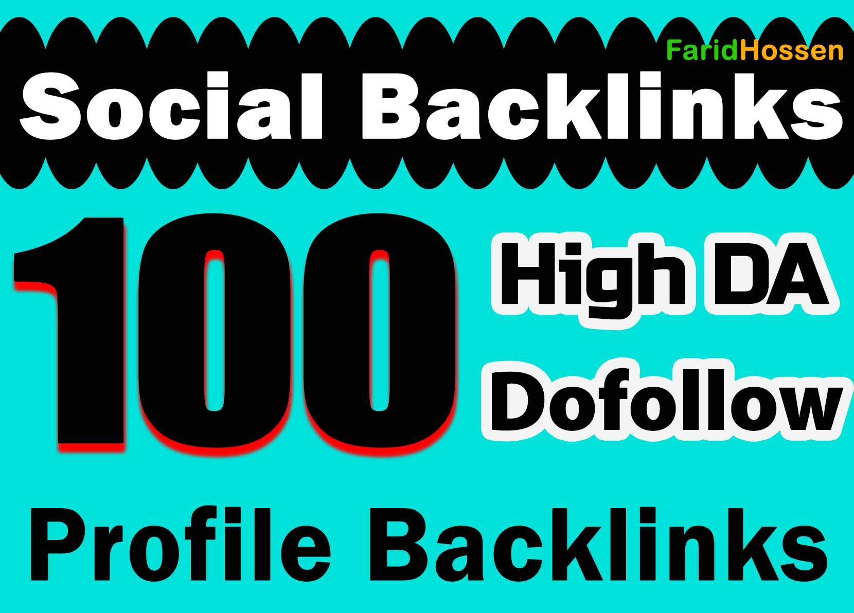Unique 100 Social Profile Backlinks High DA PA And PR