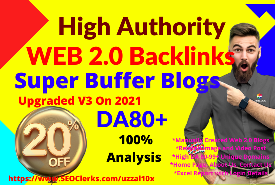 20 High Quality Web 2.0 Blogs Network Homepage Backlinks