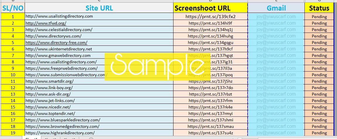 Build up 100 high quality Directory submission manually