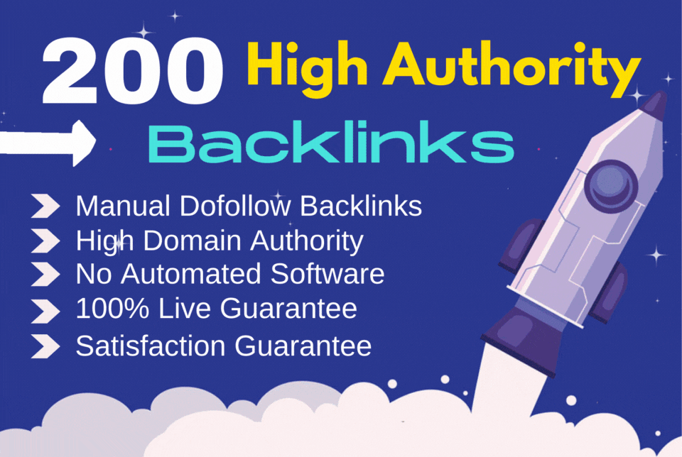 Build 200 unique domain high authority Backlinks for SEO 