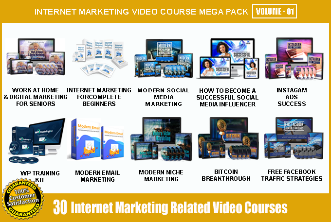 Offer 30 Internet Marketing Video Course Mega Pack - V1 with Master Resell Rights