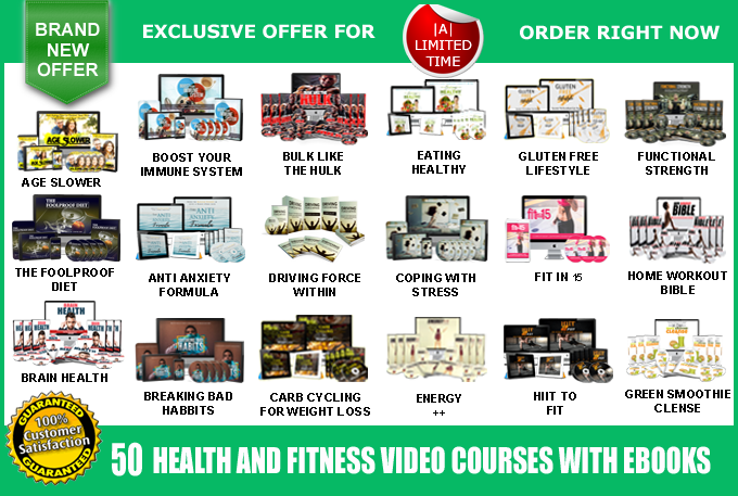Offer 50 Health and Fitness Video Course Pack - V3 + 10 Audio Books, 100 Latest eBooks as a Bonus