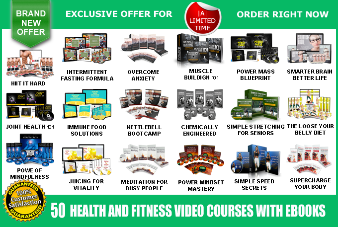 Offer 50 Health and Fitness Video Course Pack - V3 + 10 Audio Books, 100 Latest eBooks as a Bonus