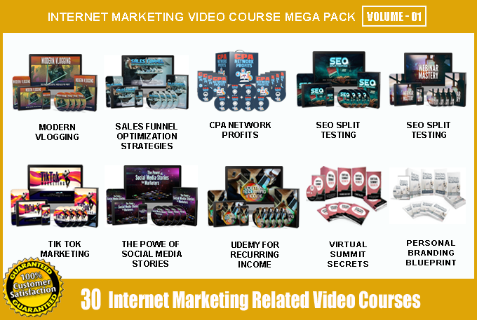 Offer 30 Internet Marketing Video Course Mega Pack - V1 with Master Resell Rights