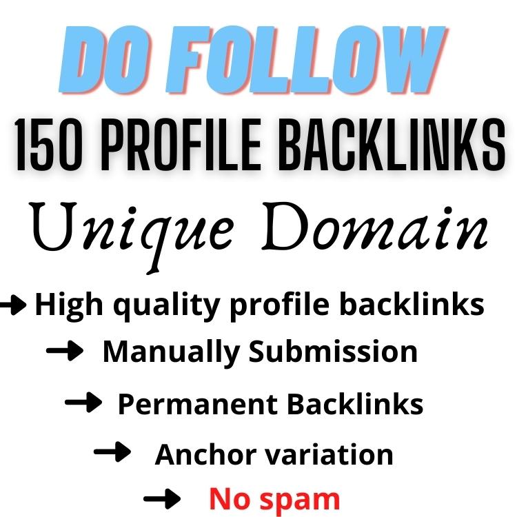 150 Unique domain Profile Backlinks Manually Create