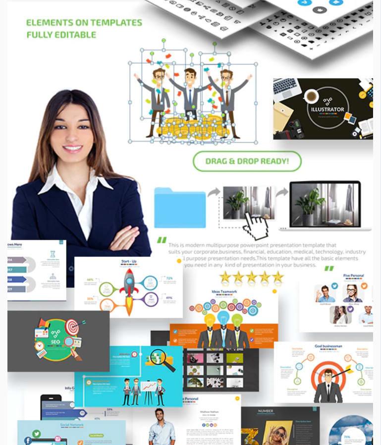 I will deliver 100 000 fhd slides 2500 powerpoint presentation design templates