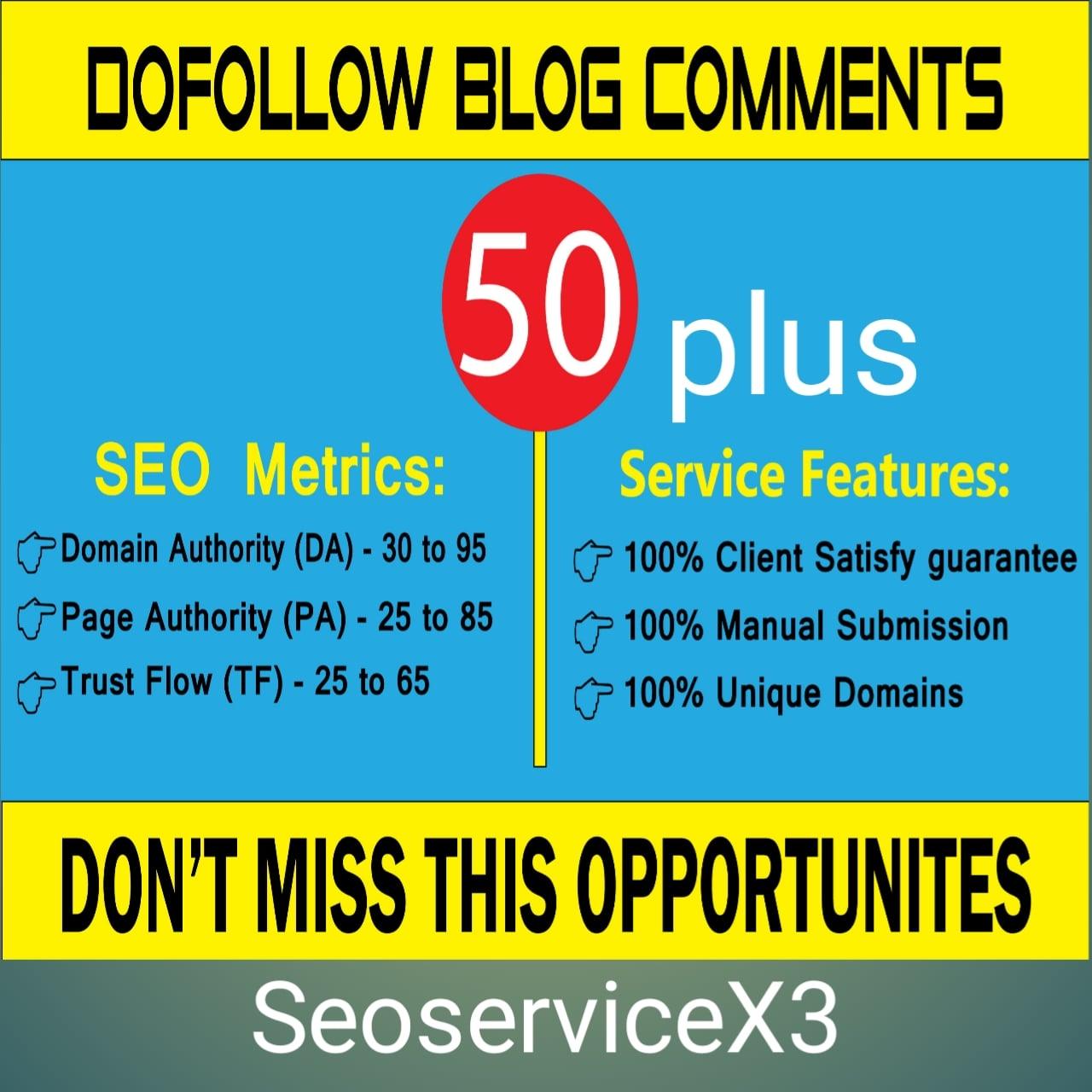 I will do 50+ high quality Dofollow blog comments