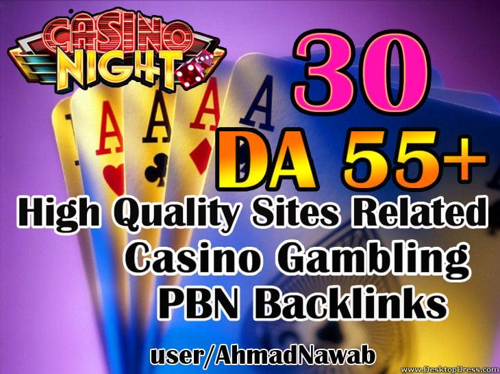 Get 30 DA 55+ plus Casino Gambling poker homepage pbn backlinks and judi related sites.