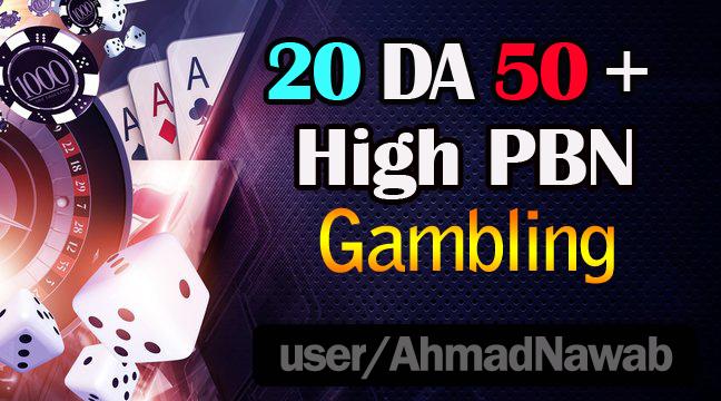 create 20 DA 50 plus homepage pbn backlinks on Casino/ Gambling/ Poker related sites.
