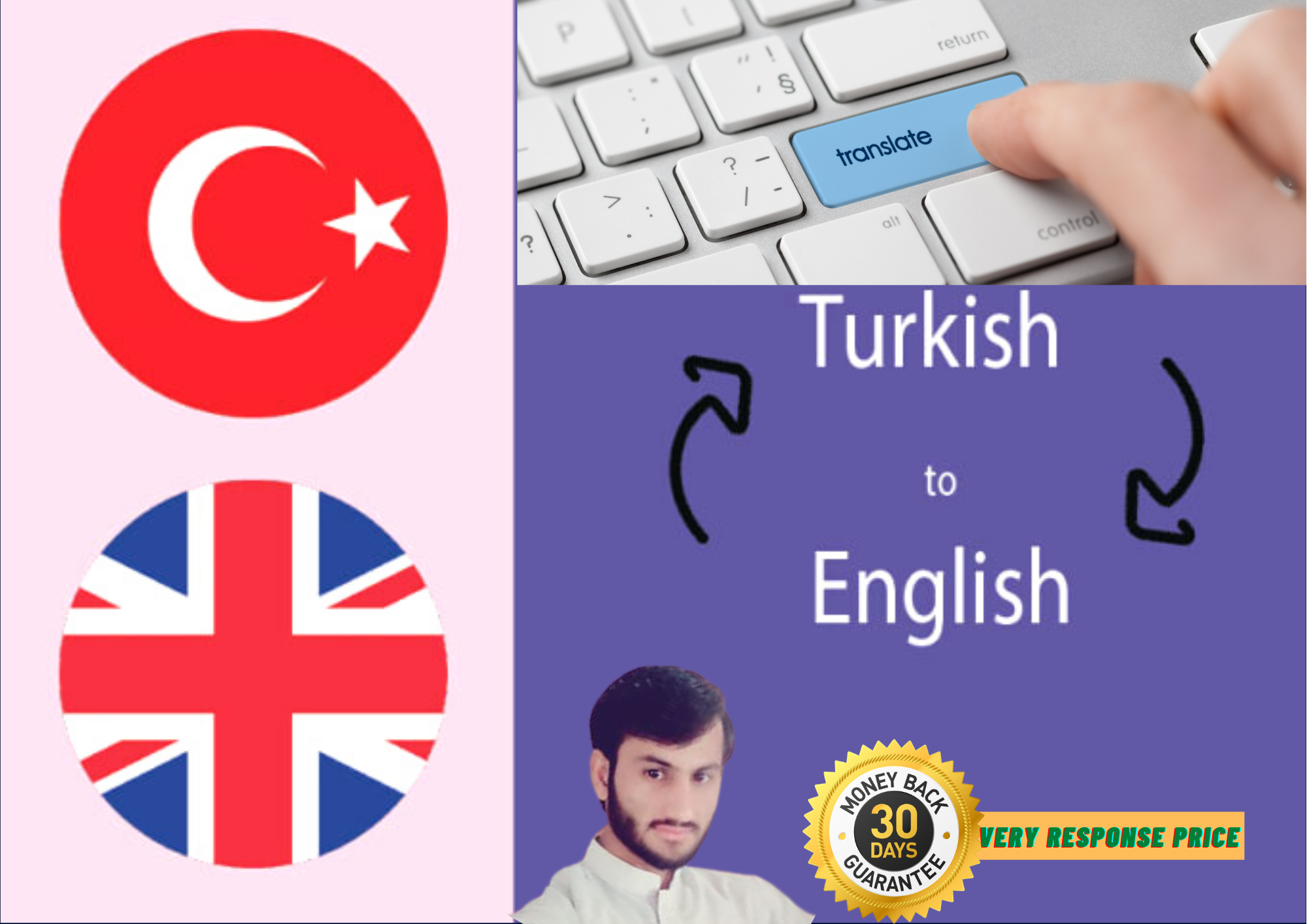 I will translate the english language into the turkey, to all other