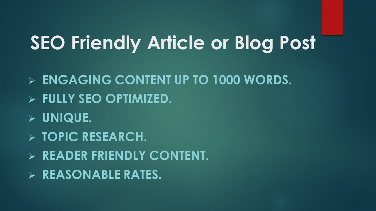 I will do high quality articles or blog posts