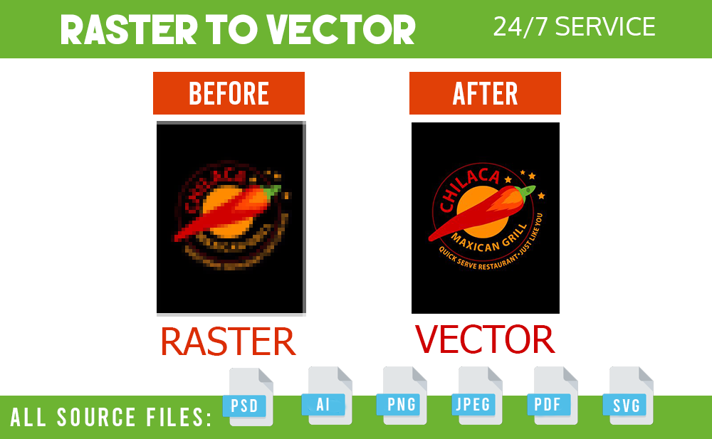 redesign, update and vectorize your logo and raster image