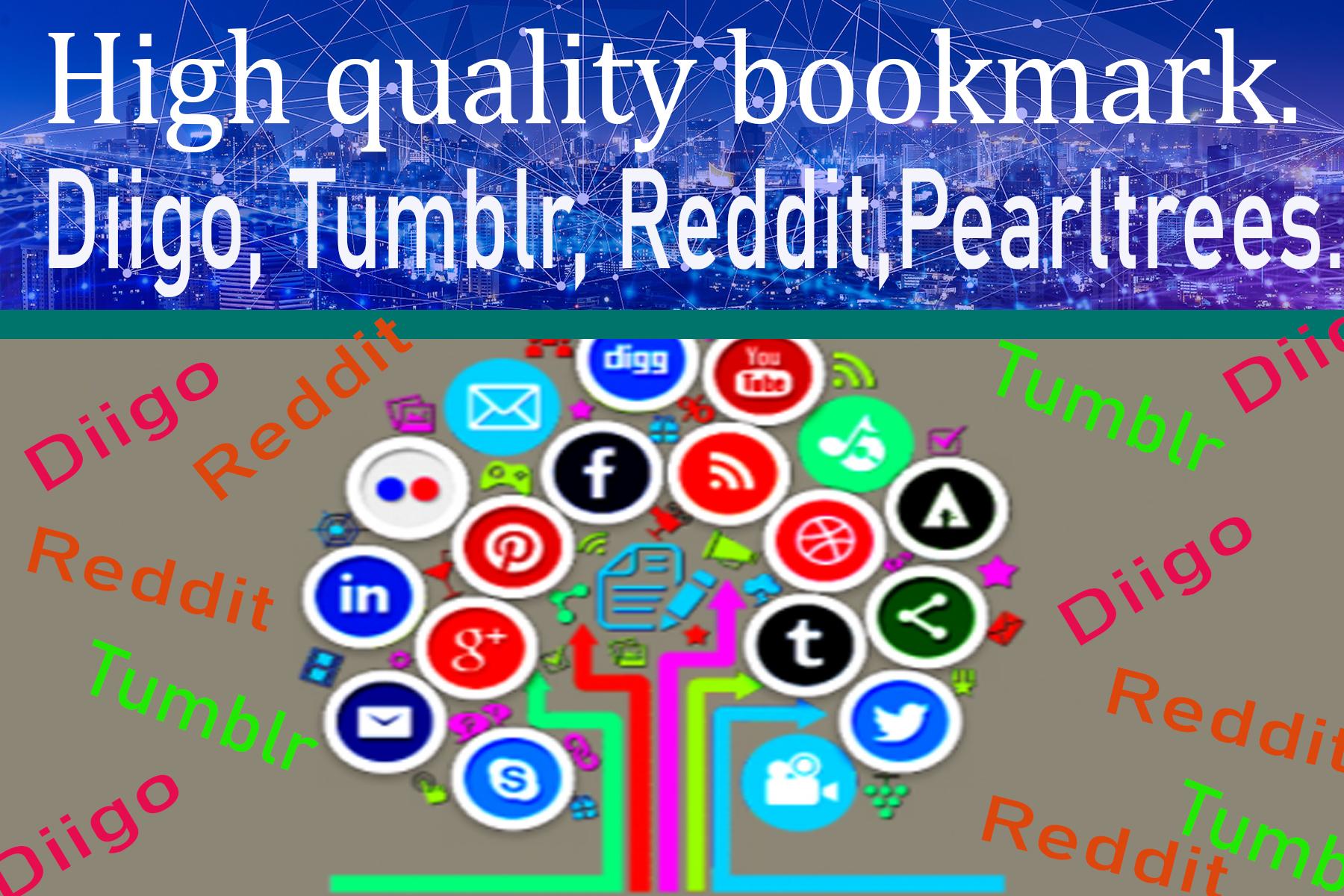 50 Tumblr, + 50 Diigo, + 30Reddit ,10 Pearltrees Manual high quality backlinks