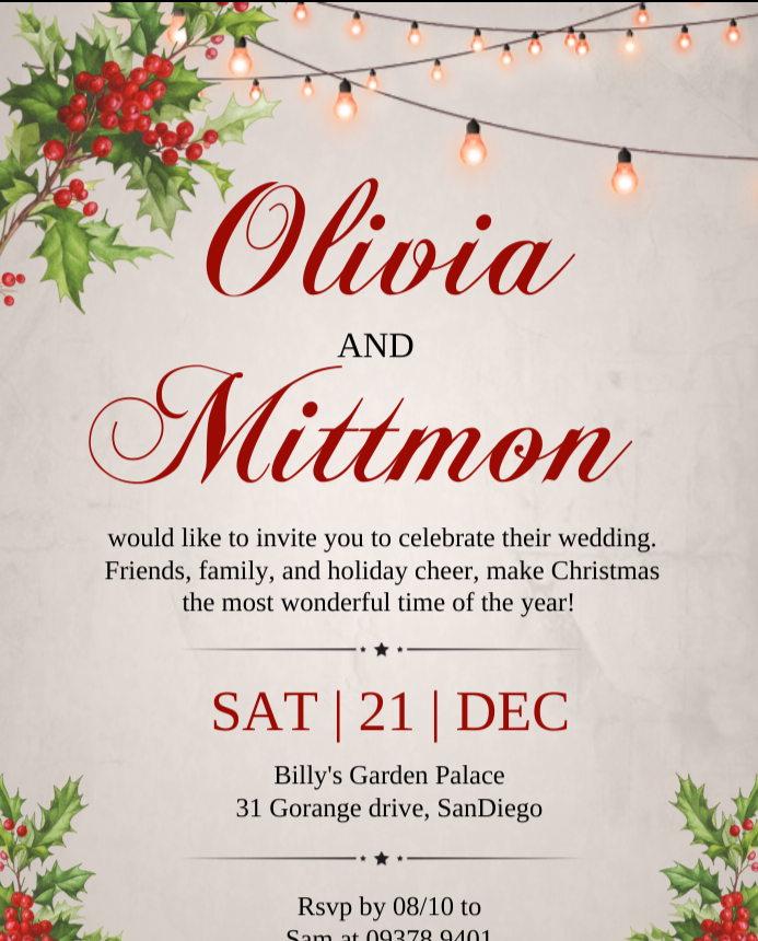 I will design wedding, birthday, Christmas or any type of invitation card