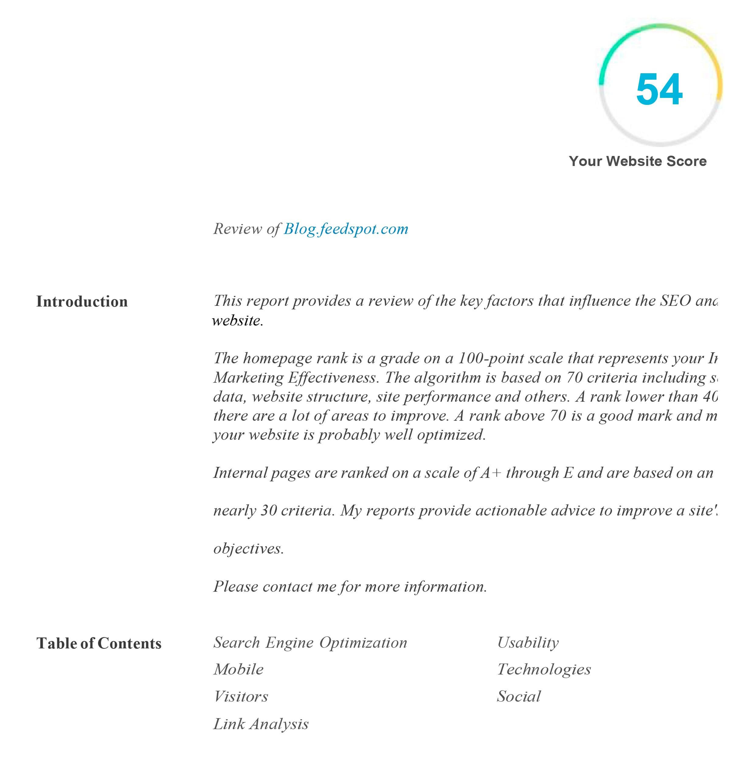 I will do a SEO analysis of your site.