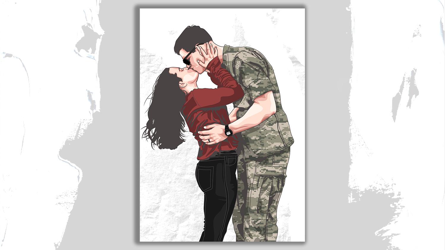 I will draw cute couple vector art portrait