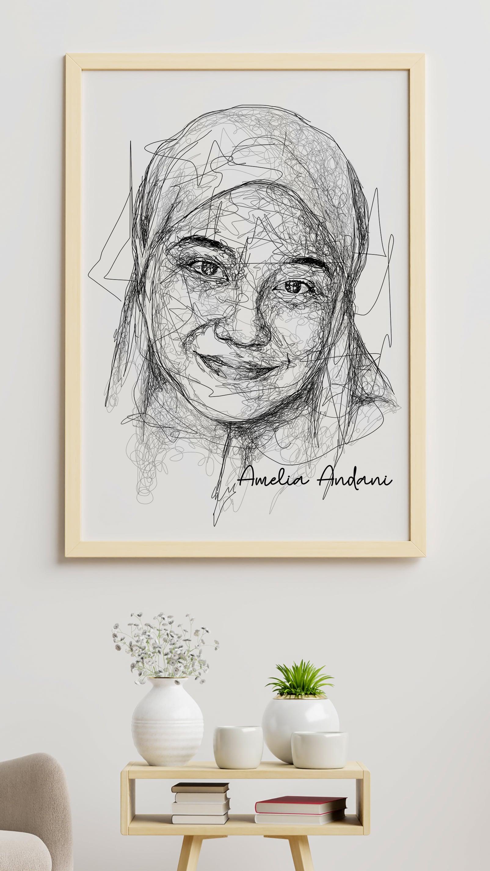 I will draw your scribble art portrait with my line style