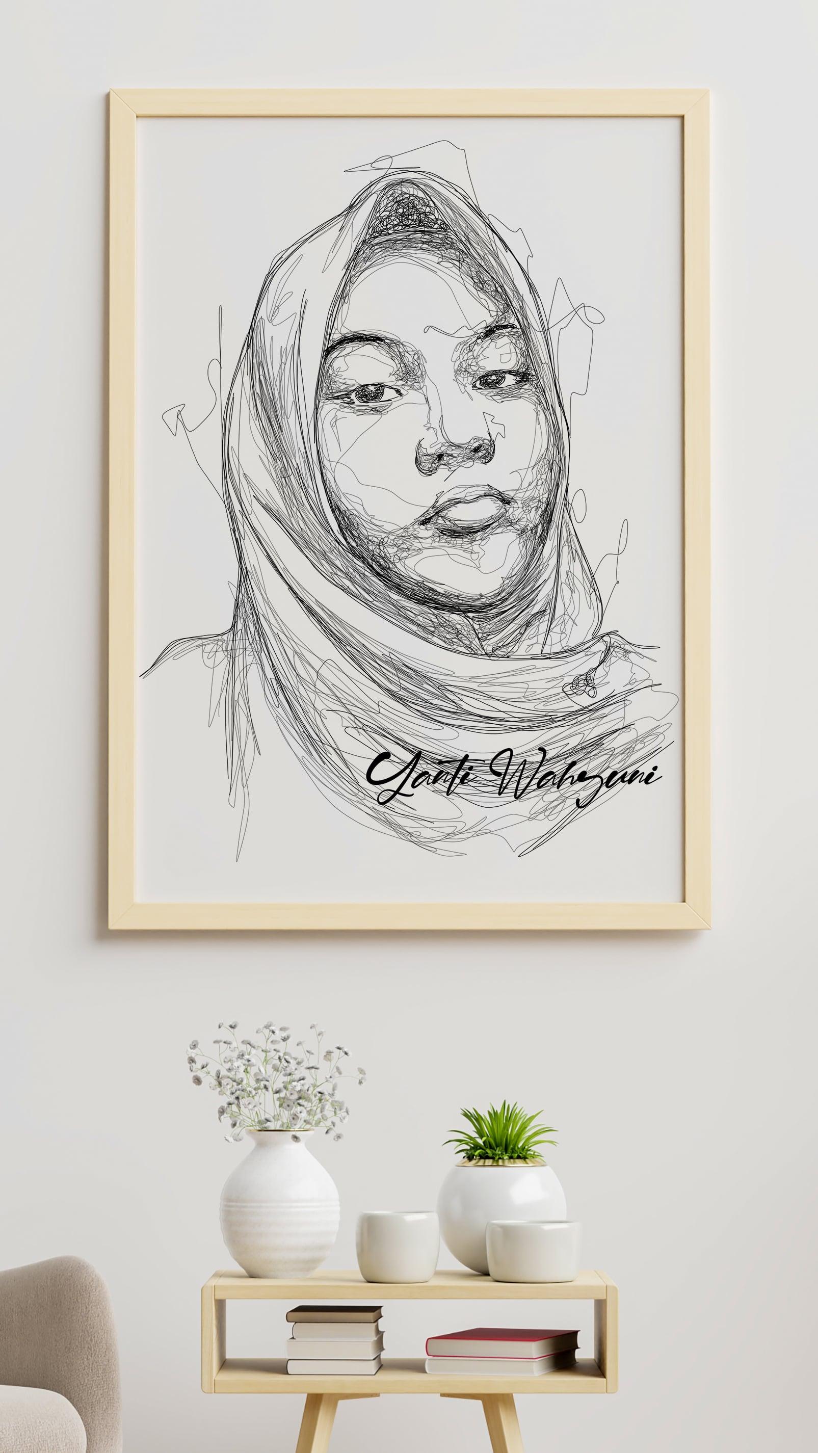 I will draw your scribble art portrait with my line style