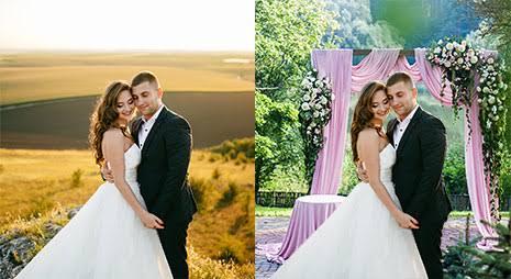 Change and remove photo background with retouching 5 photos