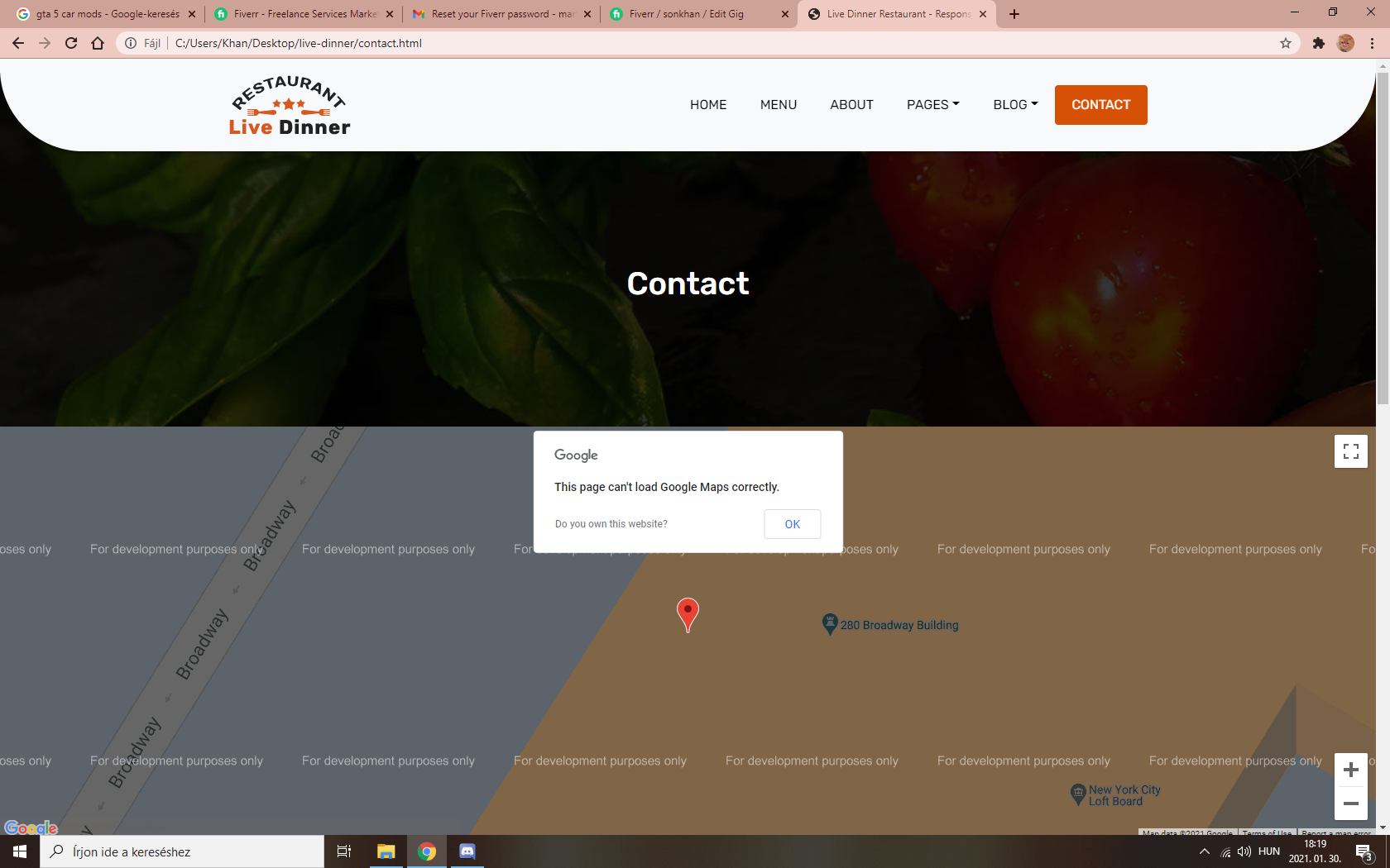 Restaurant Web Design with Adobe XD, HTML5, CSS3, JavaScript