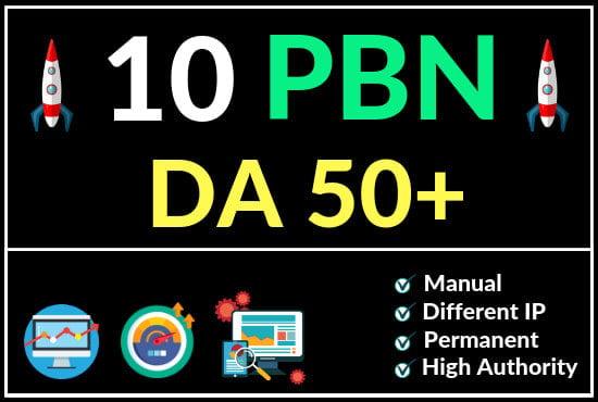 10 High Quality DA 50+ Homepage Dofollow PBN Backlinks